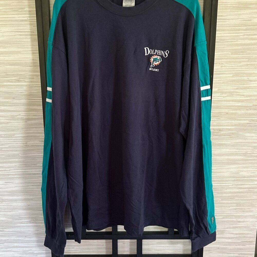 Pro player vintage Miami Dolphins long sleeve T-shirt navy green xxl